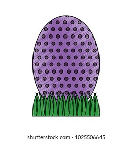 beautiful decorative easter egg on green grass
