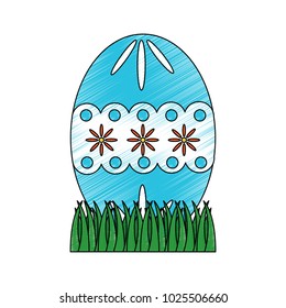 beautiful decorative easter egg on green grass