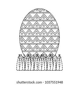 beautiful decorative easter egg on green grass vector illustration sticker design