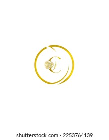 A beautiful decorative with elegant flowers letter type C vector logo template