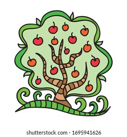 Beautiful decorative element. Apple tree. Vector illustration