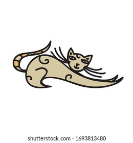 Beautiful decorative element. Cat. Vector illustration