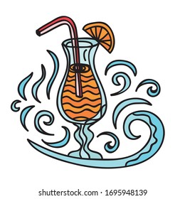 Beautiful decorative element. Cocktail. Vector illustration