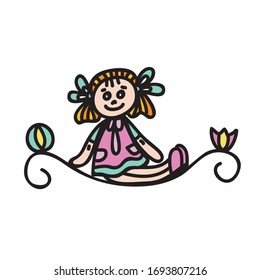 Beautiful decorative element. Doll. Vector illustration