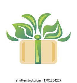 Beautiful decorative element. Eco gift of green leaves. Vector illustration