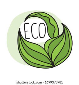 Beautiful decorative element. Eco green leaves. Vector illustration