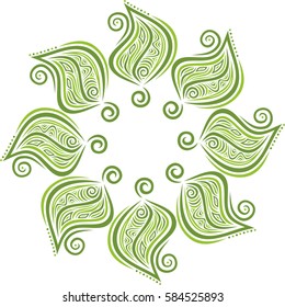 Beautiful decorative element of leaves. Vector illustration.