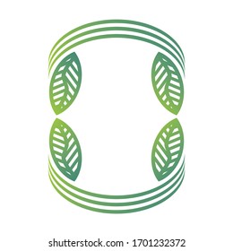 Beautiful decorative element. Nature frame of green leaves. Vector illustration