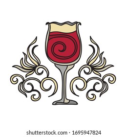 Beautiful decorative element. Wine. Vector illustration