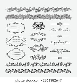 beautiful decorative floral borders collection, flowers background, flowers borders, floral wedding card, card decoration 