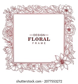 Beautiful decorative floral frame sketch background