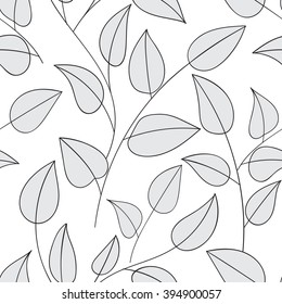 Beautiful decorative floral ornamental sketchy pattern, doodle style with foliage and branches. All elements are not cropped and hidden under mask, place the pattern on canvas and repeat