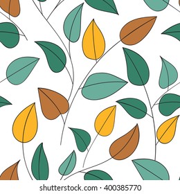 Beautiful decorative floral ornamental sketchy pattern, doodle style with foliage and branches. All elements are not cropped and hidden under mask, place the pattern on canvas and repeat