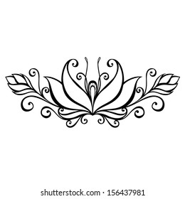 Beautiful Decorative Flower with Leaves (Vector), Patterned design