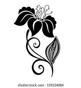 Beautiful Decorative Flower with Leaves (Vector), Patterned design