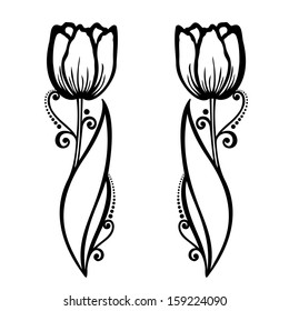 Beautiful Decorative Flower with Leaves (Vector), Patterned design