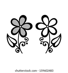 Beautiful Decorative Flower with Leaves (Vector), Patterned design