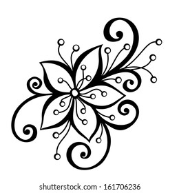 Beautiful Decorative Flower with Leaves (Vector), Patterned design