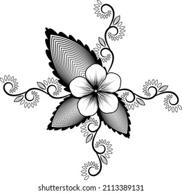 Hermosa Flor decorativa con hojas (vector), diseño con patrones