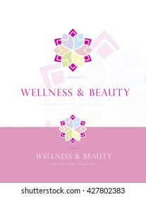 BEAUTIFUL DECORATIVE , FLOWER - STAR , ICON LOGO . PASTEL COLORS 