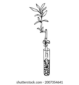 Beautiful decorative flowers in a vase. Simple doodle style for postcards, notebooks, stickers, design.