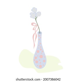 Beautiful decorative flowers in a vase. Simple doodle style for postcards, notebooks, stickers, design.