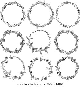 Beautiful decorative frame design with elegant floral ornaments set.