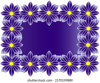 Beautiful decorative frame made of blooming purple flowers with empty space in the middle for text or message