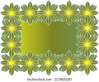 Beautiful decorative frame made of blooming green flowers with empty space in the middle for text or message