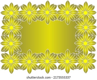 Beautiful decorative frame made of blooming gold flowers with empty space in the middle for text or message