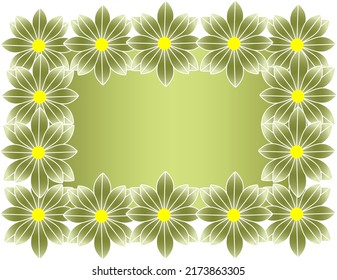 Beautiful decorative frame made of blooming green flowers with empty space in the middle for text or message