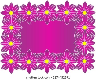 Beautiful decorative frame made of blooming pink flowers with empty space in the middle for text or message