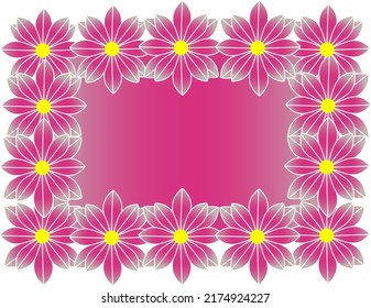 Beautiful decorative frame made of blooming pink flowers with empty space in the middle for text or message
