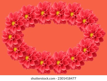 A beautiful decorative frame made of blooming red flowers