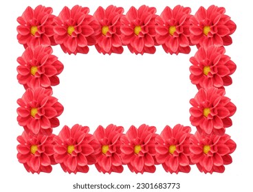 A beautiful decorative frame made of blooming red flowers