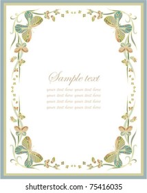 Beautiful decorative framework with butterflies. Greeting card with butterflies.