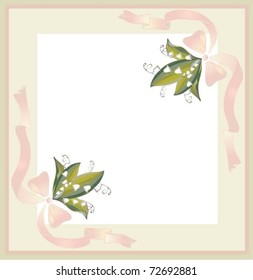 Beautiful decorative framework with flowers. Greeting card with a bouquet  lily of the valley