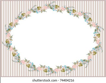 Beautiful decorative framework with flowers. Greeting card with forget-me-not end rose.