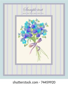 Beautiful decorative framework with flowers. Greeting card with  forget-me-not.