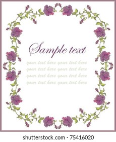 Beautiful decorative framework with flowers. Greeting card with rose.