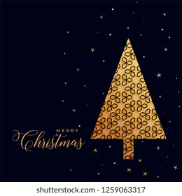 beautiful decorative golden christmas tree on black background