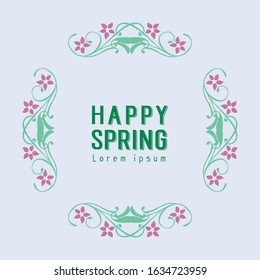 Beautiful Decorative of leaf and floral frame, for happy spring greeting card design. Vector