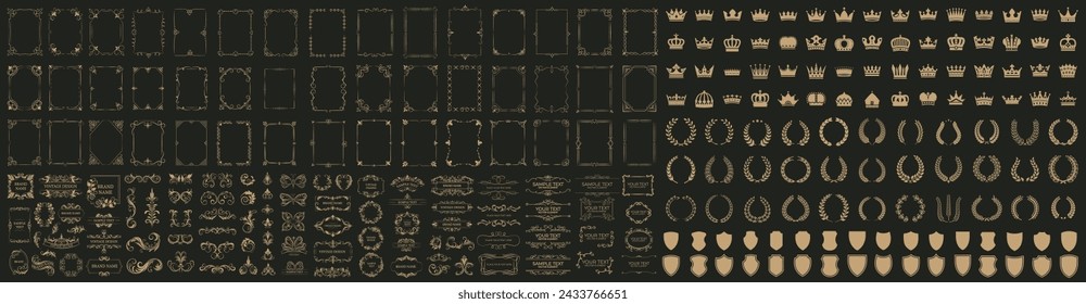 Beautiful decorative material with a sense of quality. decoration. Vintage elegant ornament and frames