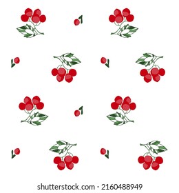 Hermoso patrón decorativo de bayas de viburno rojo y hojas sobre un fondo blanco. Símbolos de Ucrania