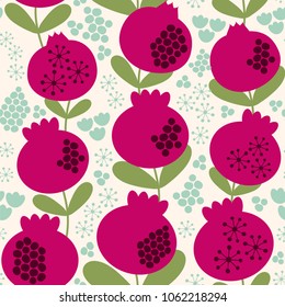 Beautiful decorative pomegranates. Seamless vector pattern.