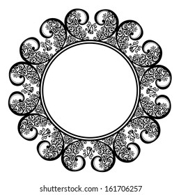 Beautiful Decorative Round Frame (Vector). Snowflake, Patterned design