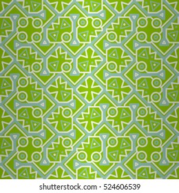 Beautiful decorative seamless pattern background in maze style. Contemporary decor. Clean tessellated repeatable backdrop. Colorful, graphical design for ads, fabric, surface or other purpose.