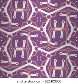 Beautiful decorative seamless pattern background in maze style. Contemporary decor. Colorful, graphic design for surface, curtain, wallpaper or other purpose. Clean mosaic repeatable backdrop.