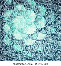 Beautiful decorative seamless pattern. Kaleidoscope geometric seamless pattern. Abstract vector background. Christmas snowflakes pattern. Seamless crackle blue pattern. Vector illustration. Eps 10.