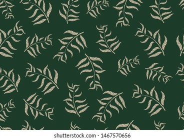 Beautiful decorative seamless pattern with leaves of tree branches. Vector illustration for your design.